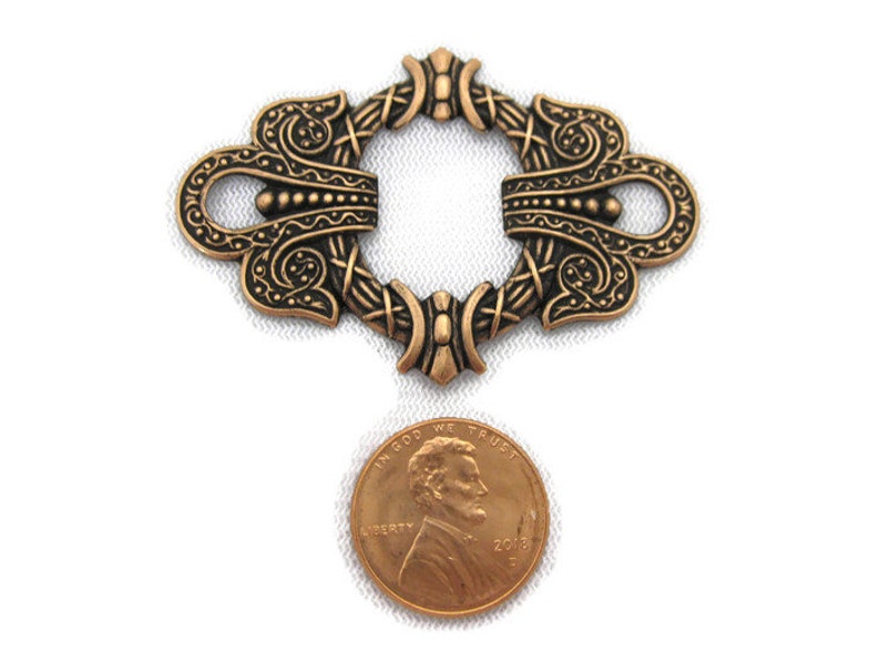 Antiqued Brass Art Nouveau Buckle Motif Made in the USA