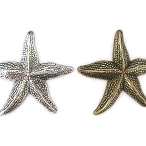 Brass Vintage Design Starfish Stamping with Hole (2 pieces) , Made in the USA