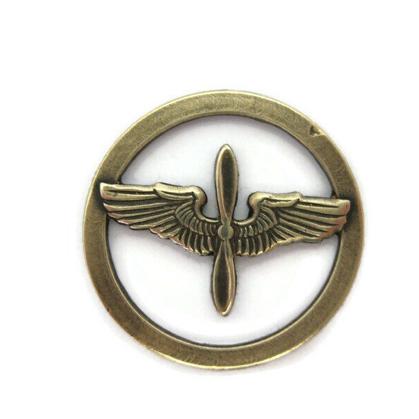Brass Circular Winged Motif , Made in the USA