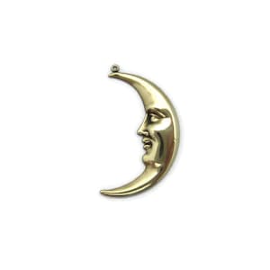 Brass Vintage Design Large Left Facing Crescent Moon , Made in the USA