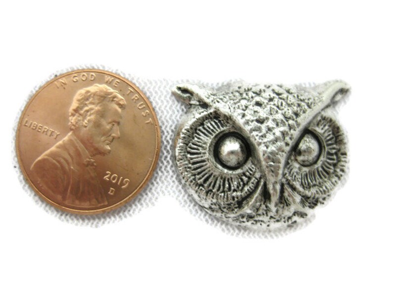 Antiqued Brass Vintage Design Small Owl Head #2 Made in the USA