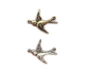 Brass Vintage Design 2 Ring Sparrow Connector (2 pieces) , Made in the USA