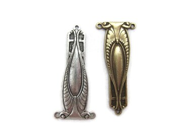 Brass Vintage Design Art Nouveau Connector , Made in the USA