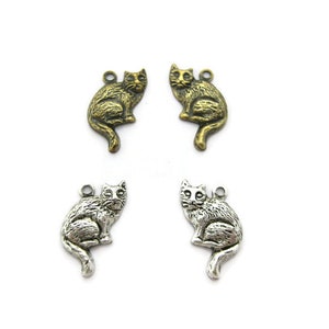 Brass Sitting Kitten Pair (2 pairs) , Made in the USA