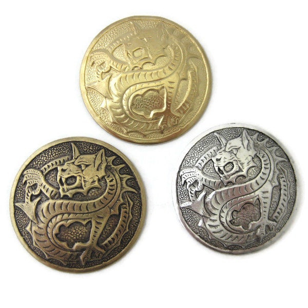 Brass Dapt Dragon Medallion No Hole , Made in the USA