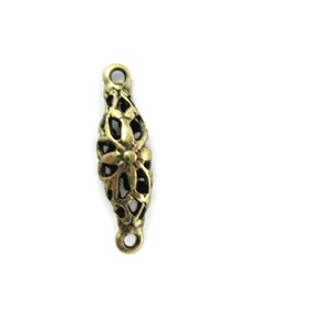 Brass 2 Ring Rolled Filigree Connector Finding , Made in the USA