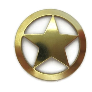 Brass Vintage Design Openwork Star in Circle (2 pieces) , Made in the USA