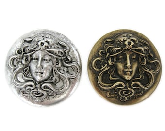 Brass Vintage Design Art Nouveau Maiden #1 , Made in the USA