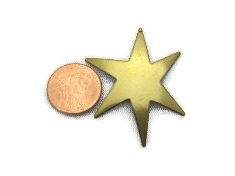 Made in the USA Vintage Design Antiqued Brass Retro Dapt Large Star Burst Charm 2 pieces