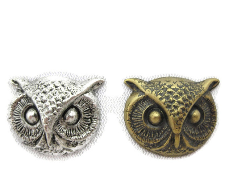 Antiqued Brass Vintage Design Small Owl Head #2 Made in the USA