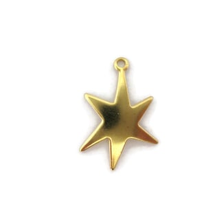 Brass Retro Dapt Small Star Burst Charm (6 pieces) , Made in the USA