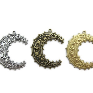 Brass Vintage Design Lacey Crescent Drop , Made in the USA