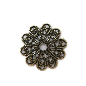 Brass Vintage Design Round 16 mm Beaded Filigree , Made in the USA