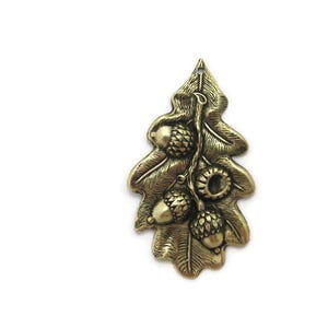 Brass Vintage Design Acorn Leaf and Branch Drop , Made in the USA