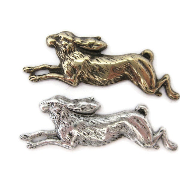 Brass Vintage Design Running Rabbit Stamping , Made in the USA