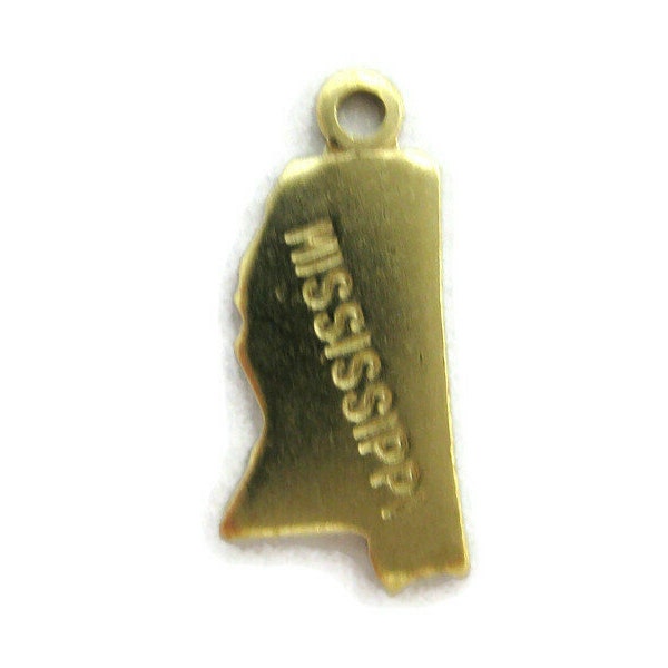 Brass Small Mississippi Charm (4 pieces) , Made in the USA