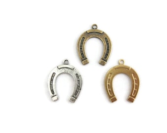 Brass Vintage Design Horseshoe Charm (2 pieces) , Made in the USA