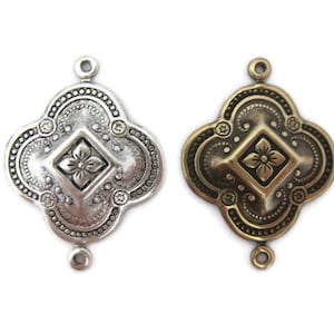 Brass Vintage Design Large 2 Ring Moroccan Connector (2 pieces) , Made in the USA