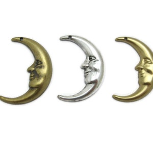 Brass Vintage Design Left Facing Crescent Moon Man (2 pieces) , Made in the USA
