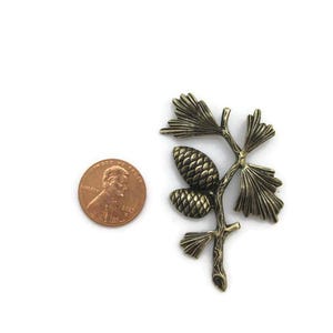 Brass Vintage Design Large Left Pine Branch , Made in the USA image 4