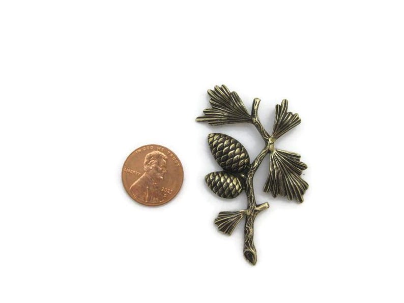 Brass Vintage Design Large Left Pine Branch , Made in the USA image 4