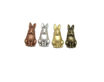 Brass Vintage Design Sitting Rabbit Stamping (2 pieces) , Made in the USA