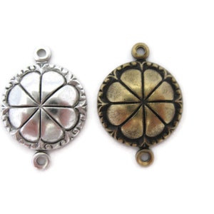 Brass Vintage Design 2 Ring Domed Connector (4 pieces) , Made in the USA