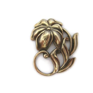 Brass Vintage Design Right Facing Lily Stamping (2 pieces), Made in the USA