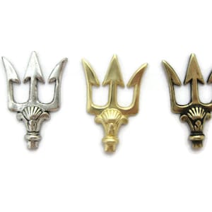 Brass Vintage Design Small Neptune&#39;s Trident Head (2 pieces) , Made in the USA