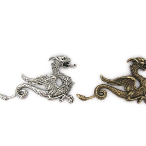 Brass Vintage Design Right Facing Winged Dragon , Made in the USA image 1