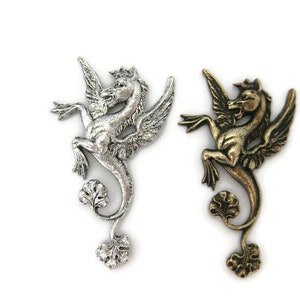 Mässing Vintage Design Vänstervänd Hippocampus, Tillverkad i USA