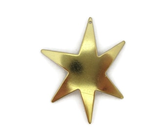 Brass Retro Dapt Large Star Burst Charm (2 pieces) , Made in the USA