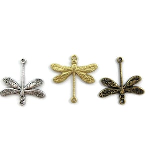 Brass Vintage Design Small 2 Ring Dragonfly Connector (2 pieces) , Made in the USA