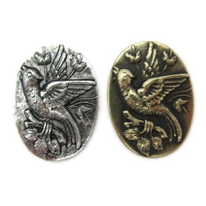 Brass Vintage Design Bird and Flowers Stamping , Made in the USA