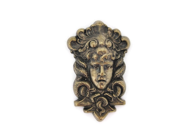 Brass Gorgon Medusa Stamping , Made in the USA
