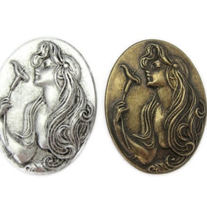 Brass Vintage Design Oval Calla Lily Maiden , Made in the USA