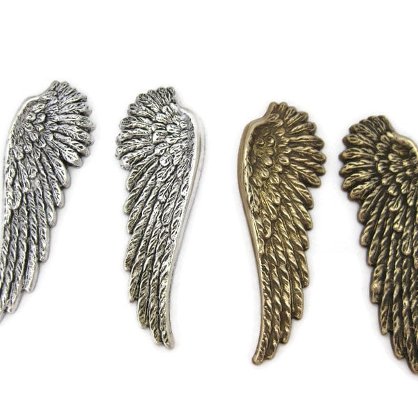 Grande paire d'ailes détaillées en laiton à gauche et à droite, fabriquée aux États-Unis