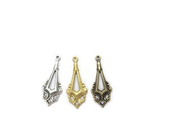 Brass Vintage Design Earring Findings (2 pieces) , Made in the USA
