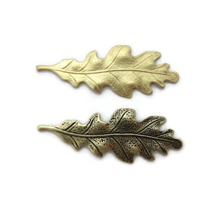 Brass Vintage Design Medium Oak Leaf Stamping (2 pieces) , Made in the USA