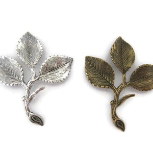 Brass Vintage Design 3 Leafed Rose Branch , Made in the USA
