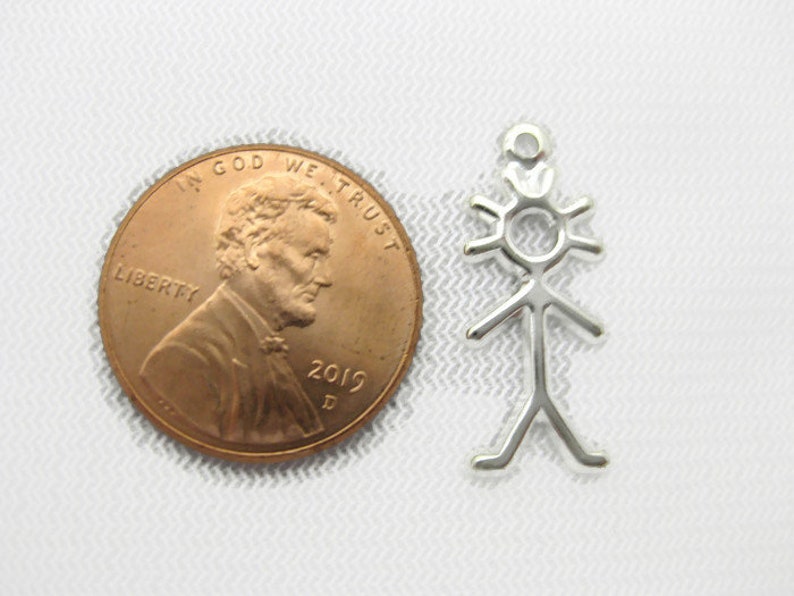 6 pieces Antiqued Brass Vintage Design Stick Figure Boy Charm Made in the USA