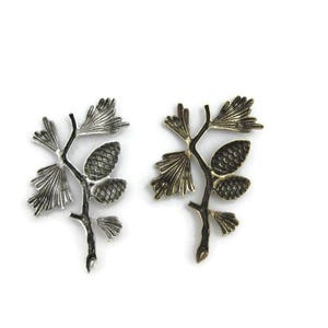 Brass Vintage Design Large Left Pine Branch , Made in the USA image 2