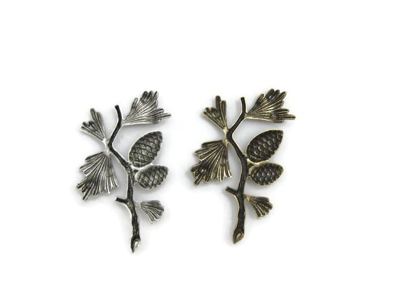 Brass Vintage Design Large Left Pine Branch , Made in the USA image 2