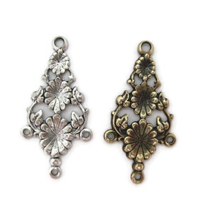 Brass Triple Setting Floral Chandelier Earring Finding (2 pieces) , Made in the USA