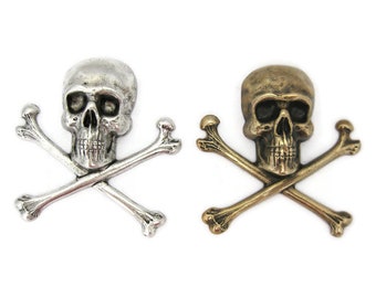 Brass Vintage Design Extra Large Skull and Crossbones , Made in the USA
