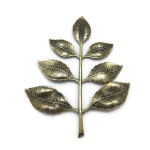 Brass Vintage Design Detailed Branch of Leaves , Made in the USA