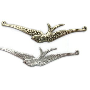 Brass Vintage Design Long Winged Swallow Connector , Made in the USA
