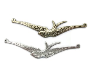 Brass Vintage Design Long Winged Swallow Connector , Made in the USA