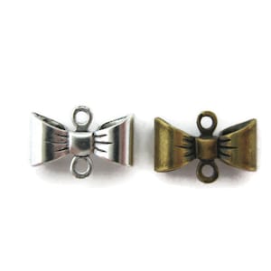 Brass Vintage Design 2 Ring Small Bow Connector (4 pieces) , Made in the USA