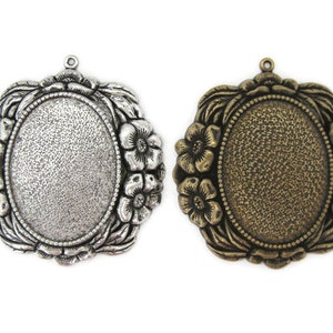 Brass Nouveau Floral Oval Mounting/Setting Drop , Made in the USA